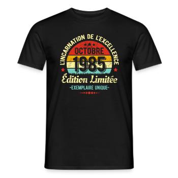 MILLÉSIME OCTOBRE 1985 ÉDITION LIMITÉE - T-shirt homme - noir - Devant - AI Model Male 178 light (178cm)