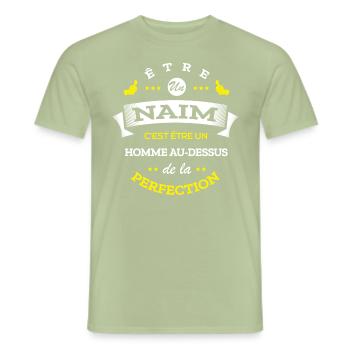NAIM PARFAIT - NOM NAIM - T-shirt homme - vert sauge - Devant - AI Model Male 178 light (178cm)