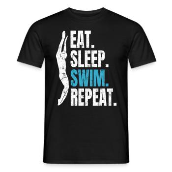 Eat Sleep Swim Repeat - Swimming Swimmers - Men's T-Shirt - black - Front - AI Model Male 178 light (178cm)