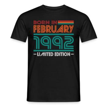 30th birthday born 1992 Born in February 1992 - Men's T-Shirt - black - Front - AI Model Male 178 light (178cm)