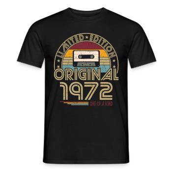 50e anniversaire né en 1972 Original 1972 - T-shirt homme - noir - Devant - AI Model Male 178 light (178cm)