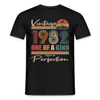 40. Geburtstag Jahrgang 1982 Vintage 1982 - Männer T-Shirt - Schwarz - Vorne - AI Model Male 178 light (178cm)