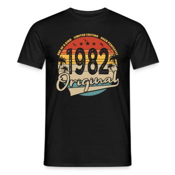 40e anniversaire né en 1982 Original 1982 - T-shirt homme - noir - Devant - AI Model Male 178 light (178cm)