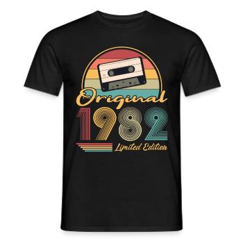 40e anniversaire né en 1982 Original 1982 - T-shirt homme - noir - Devant - AI Model Male 178 light (178cm)
