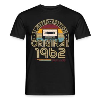60e anniversaire né en 1962 Original 1962 - T-shirt homme - noir - Devant - AI Model Male 178 light (178cm)