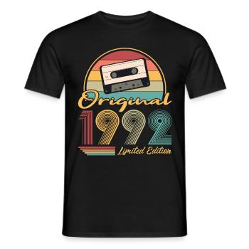 30e anniversaire né 1992 Original 1992 - T-shirt homme - noir - Devant - AI Model Male 178 light (178cm)