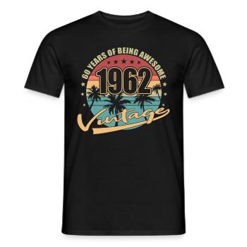 60e anniversaire né en 1962 60 ans - T-shirt homme - noir - Devant - AI Model Male 178 light (178cm)