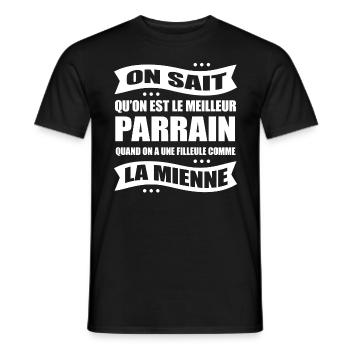 MEILLEUR PARRAIN AVEC UNE FILLEULE COMME LA MIENNE - T-shirt homme - noir - Devant - AI Model Male 178 light (178cm)