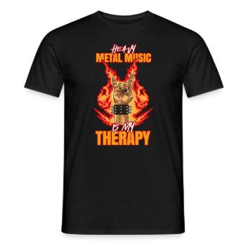 Heavy Metal Music Is My Therapy - Männer T-Shirt - Schwarz - Vorne - AI Model Male 178 light (178cm)