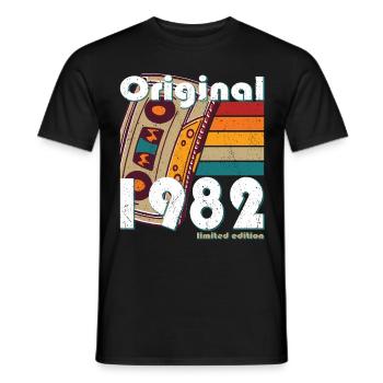 40e anniversaire né en 1982 Original 1982 - T-shirt homme - noir - Devant - AI Model Male 178 light (178cm)