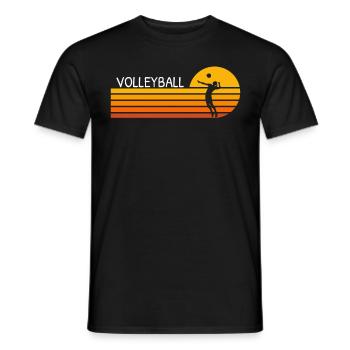 Retro Sonnenuntergang Volleyball - Männer T-Shirt - Schwarz - Vorne - AI Model Male 178 light (178cm)