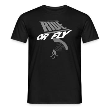 Ride or fly - Trotirider im Gleitschirmfliegen - Männer T-Shirt - Schwarz - Vorne - AI Model Male 178 light (178cm)