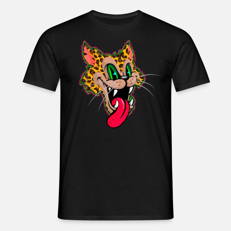 Leopard Comic Psychedelisch - Männer T-Shirt - Schwarz