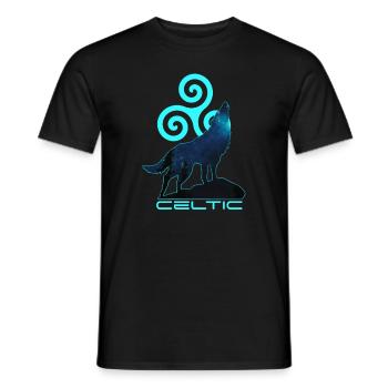 Keltischer Wolf und Triskele bretonisches Symbol - Männer T-Shirt - Schwarz - Vorne - AI Model Male 178 light (178cm)