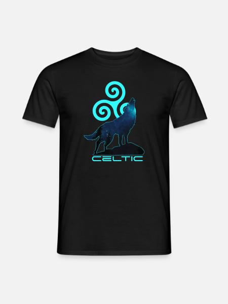 Celtic wolf and Triskele breton symbol - Men's T-Shirt - black
