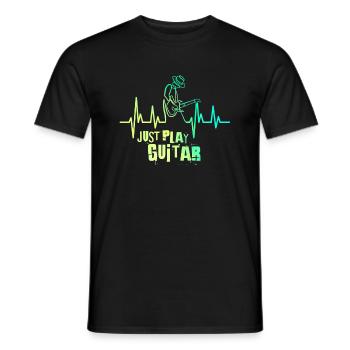 Spielen Sie einfach den Gitarren-Herzschlag - Männer T-Shirt - Schwarz - Vorne - AI Model Male 178 light (178cm)