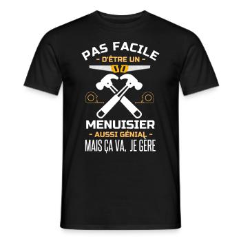 Pas facile d être un Menuisier aussi génial 1 - T-shirt homme - noir - Devant - AI Model Male 178 light (178cm)