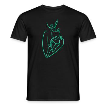 Single line cat love - Men's T-Shirt - black - Front - AI Model Male 178 light (178cm)