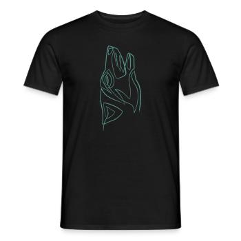 Wolfs Kopf eine Linie - Männer T-Shirt - Schwarz - Vorne - AI Model Male 178 light (178cm)