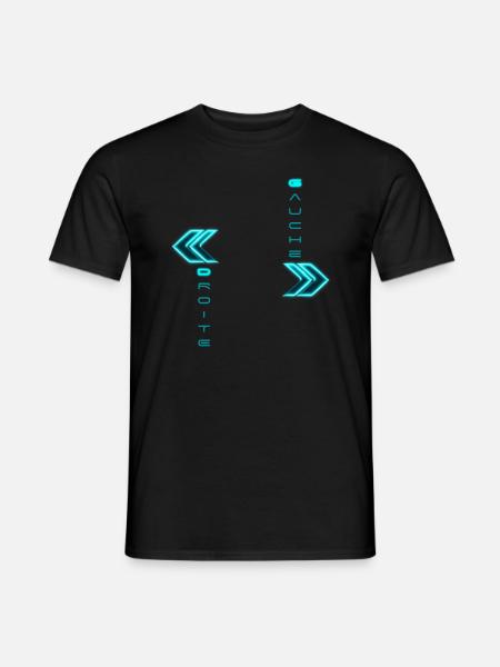 Pfeil nach rechts und links im türkisfarbenen Neonstil - Männer T-Shirt - Schwarz