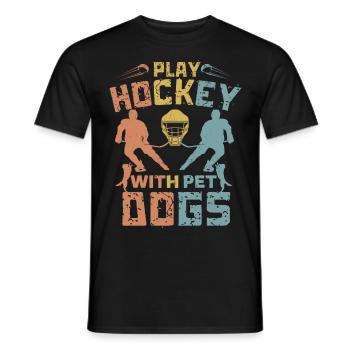 Play Hockey With Pet Dogs - Men's T-Shirt - black - Front - AI Model Male 178 light (178cm)