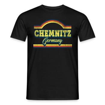 Chemnitz Germany City Font Vintage Retro - Men's T-Shirt - black - Front - AI Model Male 178 light (178cm)
