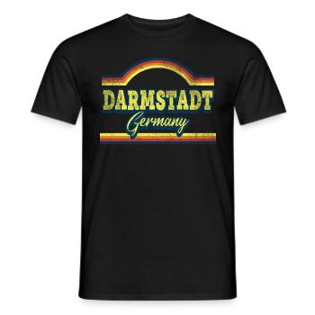 Darmstadt Germany City Font Vintage Retro - Men's T-Shirt - black - Front - AI Model Male 178 light (178cm)