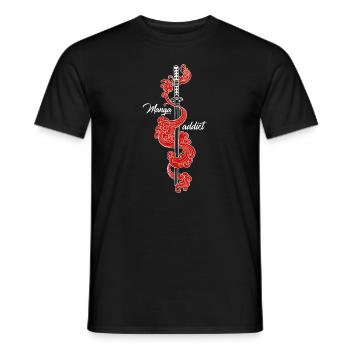 Katana Manga addict - Men's T-Shirt - black - Front - AI Model Male 178 light (178cm)