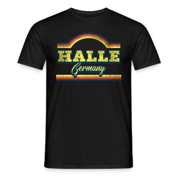 Hall Germany City Font Vintage Retro - Men's T-Shirt - black - Front - AI Model Male 178 light (178cm)