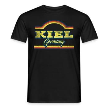 Kiel Allemagne City Police Vintage Rétro - T-shirt homme - noir - Devant - AI Model Male 178 light (178cm)
