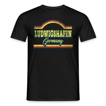 Ludwigshafen Germany City Vintage Retro - Men's T-Shirt - black - Front - AI Model Male 178 light (178cm)