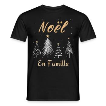 Noël en famille - T-shirt homme - noir - Devant - AI Model Male 178 light (178cm)