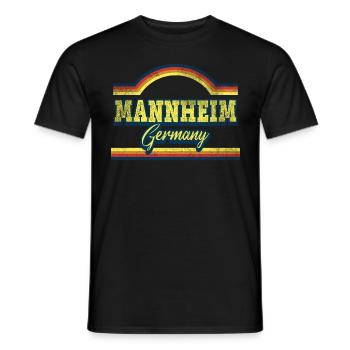 Mannheim Germany City Font Vintage Retro - Men's T-Shirt - black - Front - AI Model Male 178 light (178cm)