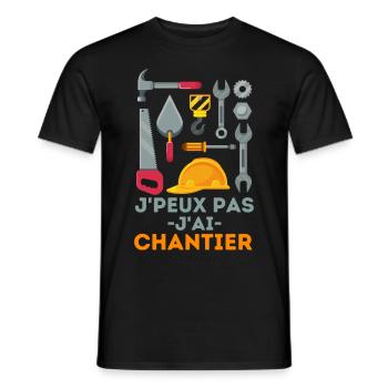 chantier de construction worker maçon - T-shirt homme - noir - Devant - AI Model Male 178 light (178cm)