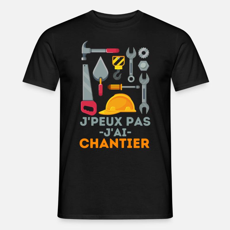 chantier de construction worker maçon - T-shirt homme - noir