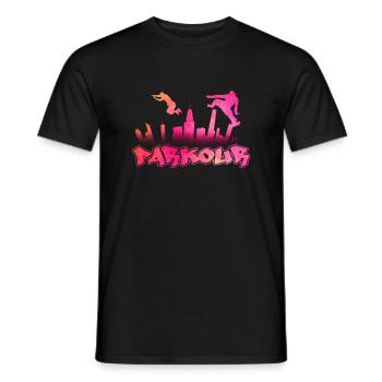 Pink Parkour - Men's T-Shirt - black - Front - AI Model Male 178 light (178cm)