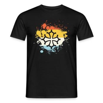 Croix Occitanie splash art - Men's T-Shirt - black - Front - AI Model Male 178 light (178cm)