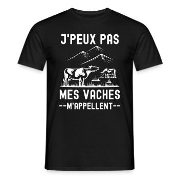 Vaches ferme - T-shirt homme - noir - Devant - AI Model Male 178 light (178cm)