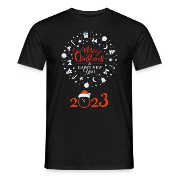Merry Christmas and happy New Year 2023 - T-shirt homme - noir - Devant - AI Model Male 178 light (178cm)