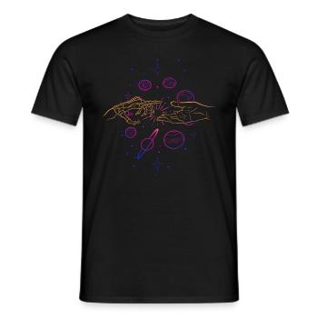 Hand in hand space / skeleton stars - Men's T-Shirt - black - Front - AI Model Male 178 light (178cm)