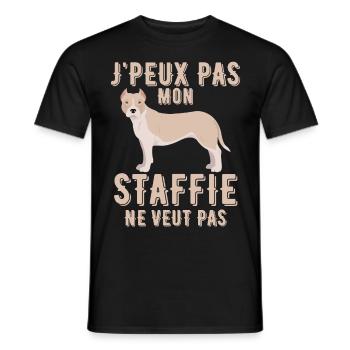 STAFFIE chien de race - T-shirt homme - noir - Devant - AI Model Male 178 light (178cm)