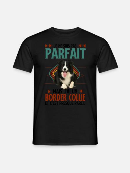 Humour border collie 5 - T-shirt homme - noir