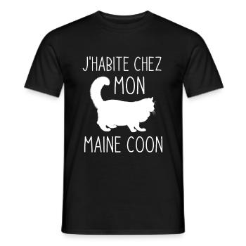 J'HABITE CHEZ MAINE COON 1 - T-shirt homme - noir - Devant - AI Model Male 178 light (178cm)