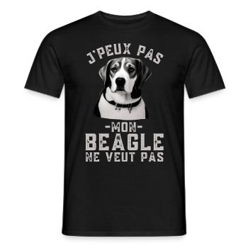 Humour beagle 1 - T-shirt homme - noir - Devant - AI Model Male 178 light (178cm)