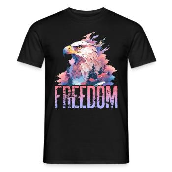Eagle Freedom Eagle Head Nature Wilderness Trees Montagnes - T-shirt homme - noir - Devant - AI Model Male 178 light (178cm)