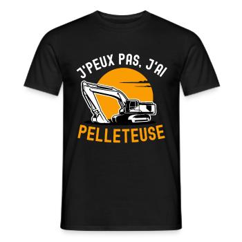 Humour pelleteuse construction chantier - T-shirt homme - noir - Devant - AI Model Male 178 light (178cm)