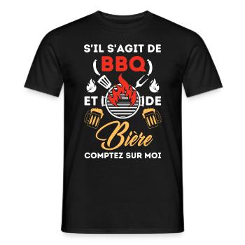 Barbecue et bière 2 - T-shirt homme - noir - Devant - AI Model Male 178 light (178cm)