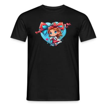 Fille et coeur - Chérie - T-shirt homme - noir - Devant - AI Model Male 178 light (178cm)