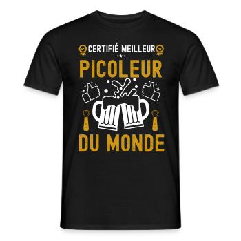 Certifié meilleur picoleur du monde 2 - T-shirt homme - noir - Devant - AI Model Male 178 light (178cm)