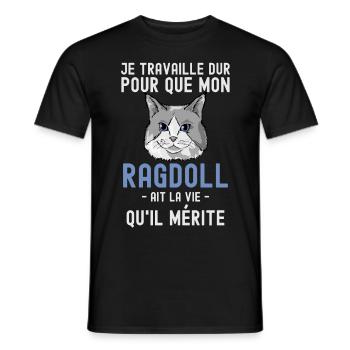 Chat mignon de race Ragdoll - T-shirt homme - noir - Devant - AI Model Male 178 light (178cm)
